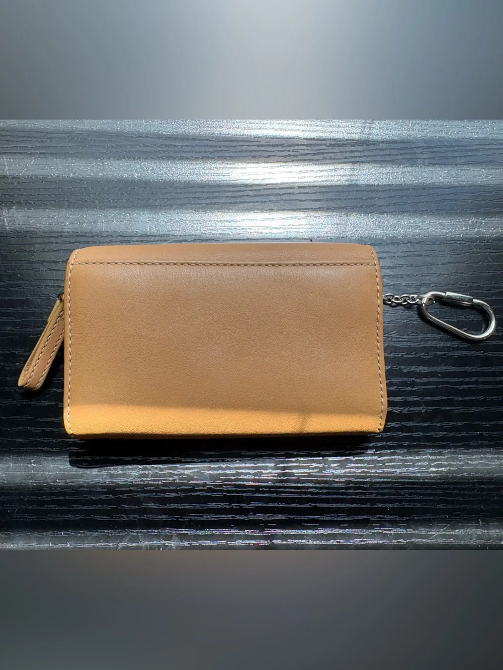 Vintage COACH British Tan Leather Multifunction Purse Keychain Wallet 7219